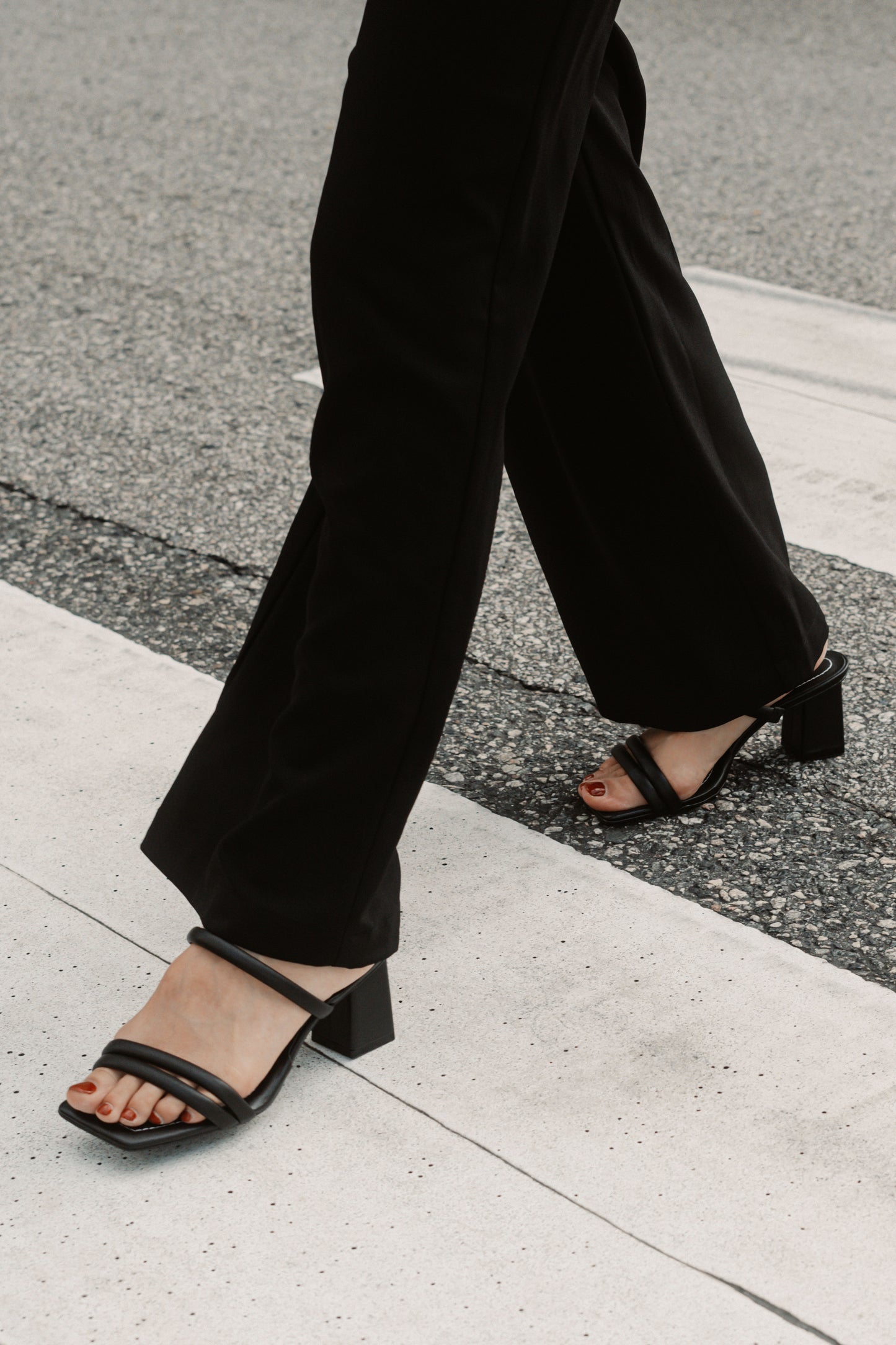 Aria Strap Heel - Matte Black