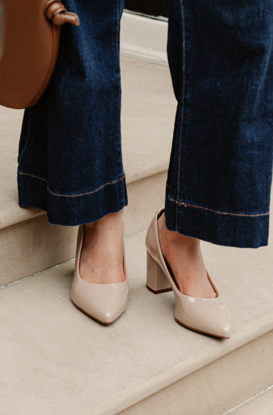 Luna Cushion Heel - Patent Nude