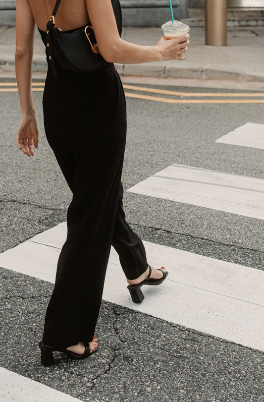 Aria Strap Heel - Matte Black