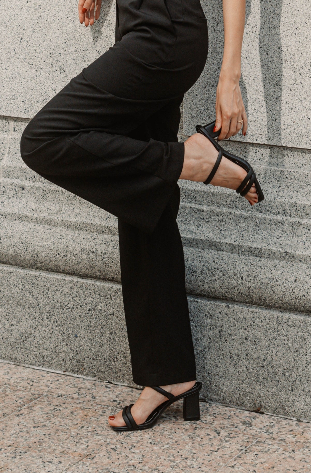 Aria Strap Heel - Matte Black